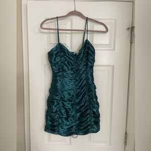 Lucy in the Sky Teal Satin Mini Dress